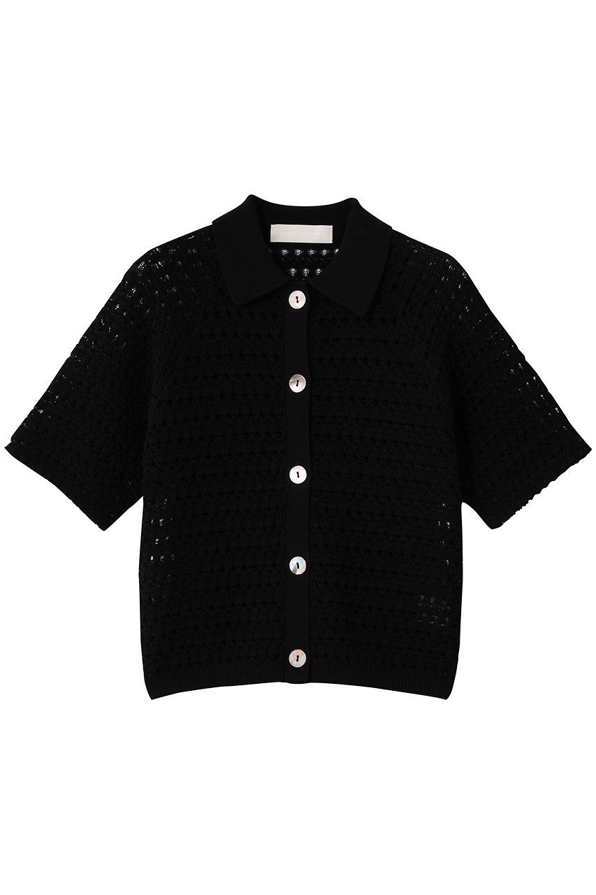 マリリンムーン/MARILYN MOONのクロシェポロニットカーディガン(ブラック/4262-175)