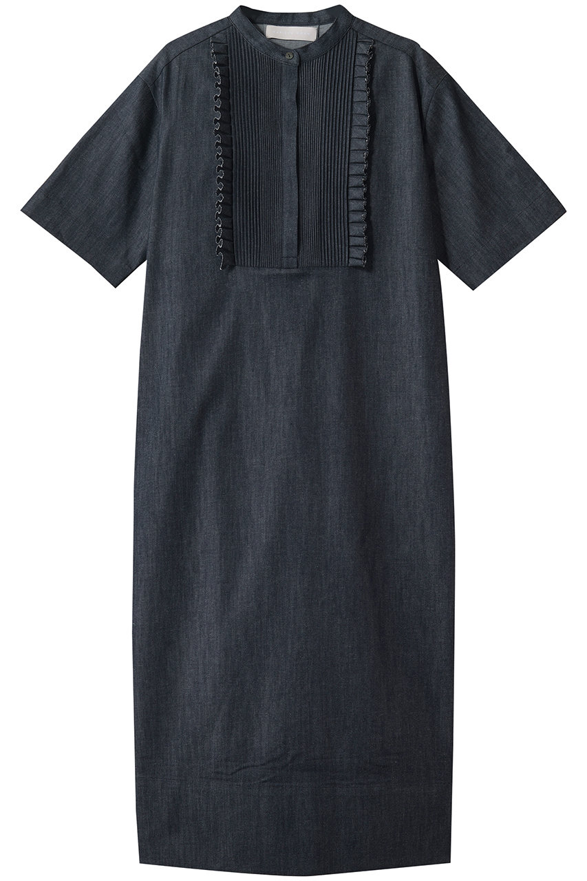 マリリンムーン/MARILYN MOONのタックフリルコクーンデニムワンピース(インディゴネイビー/4262-184)