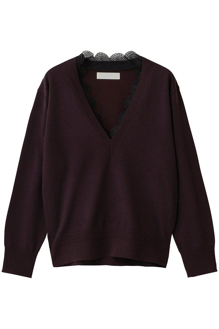 MARILYN MOON 14Gウールレイヤードスカラップレーストップ (バーガンディ, F) マリリンムーン ELLE SHOP