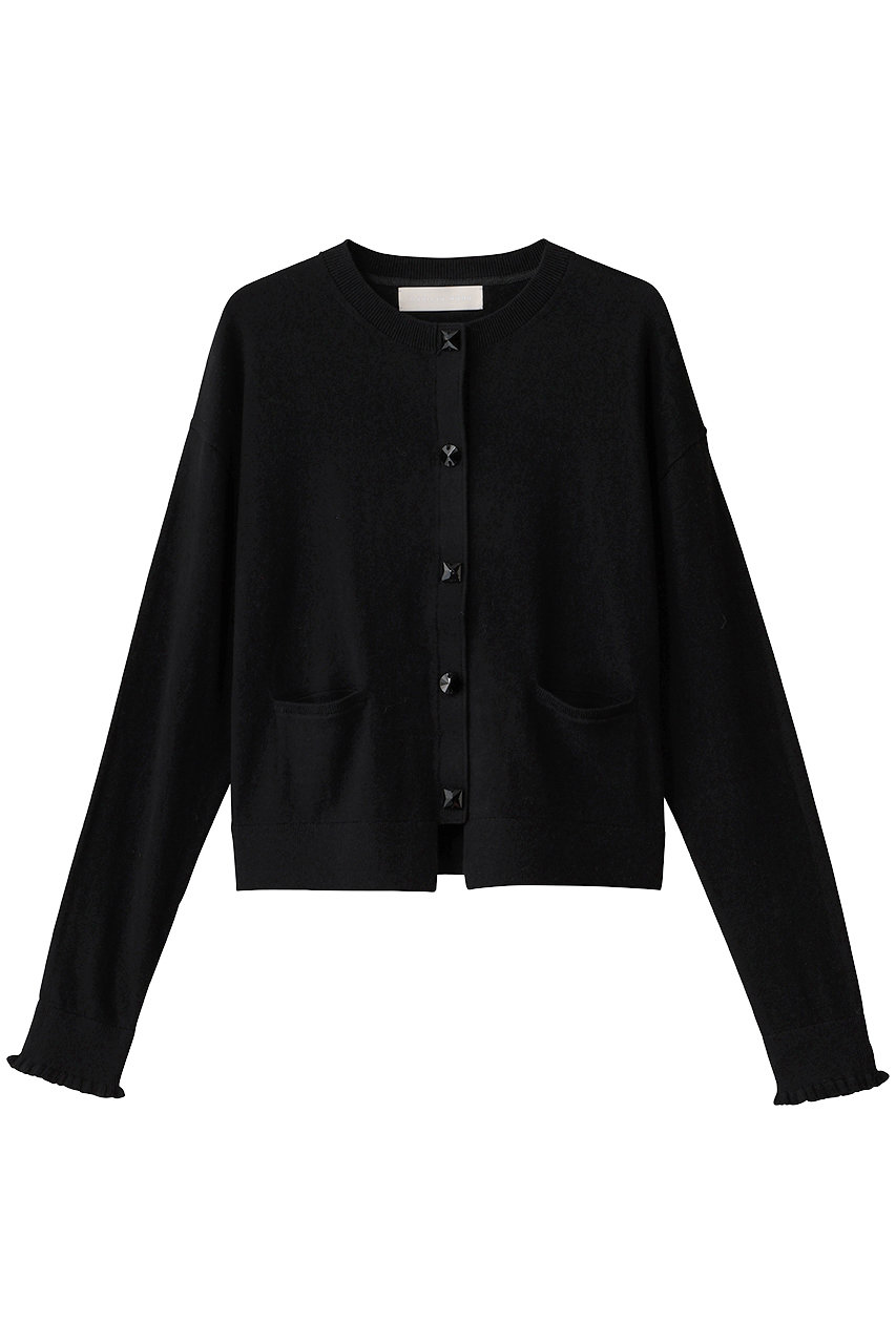 MARILYN MOON コットンカシミヤビジューカーディガン (ブラック, F) マリリンムーン ELLE SHOP