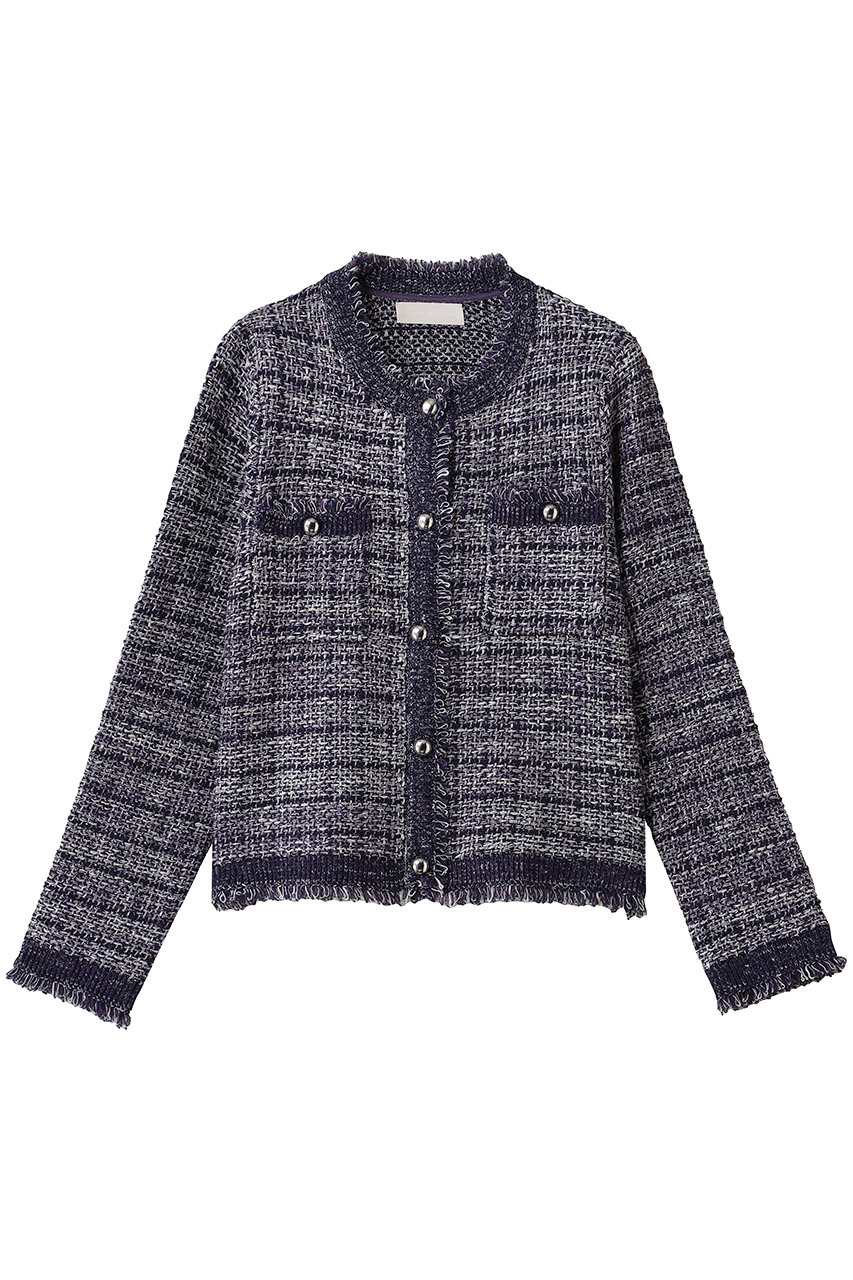 MARILYN MOON ブークレツイードニットジャケット (パープルミックス, F) マリリンムーン ELLE SHOP