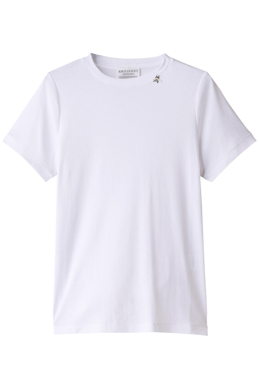 ＜ELLE SHOP＞ ANTIPAST 蜂モチーフ付きコットンフライスTシャツ (ホワイト 1) アンティパスト ELLE SHOP