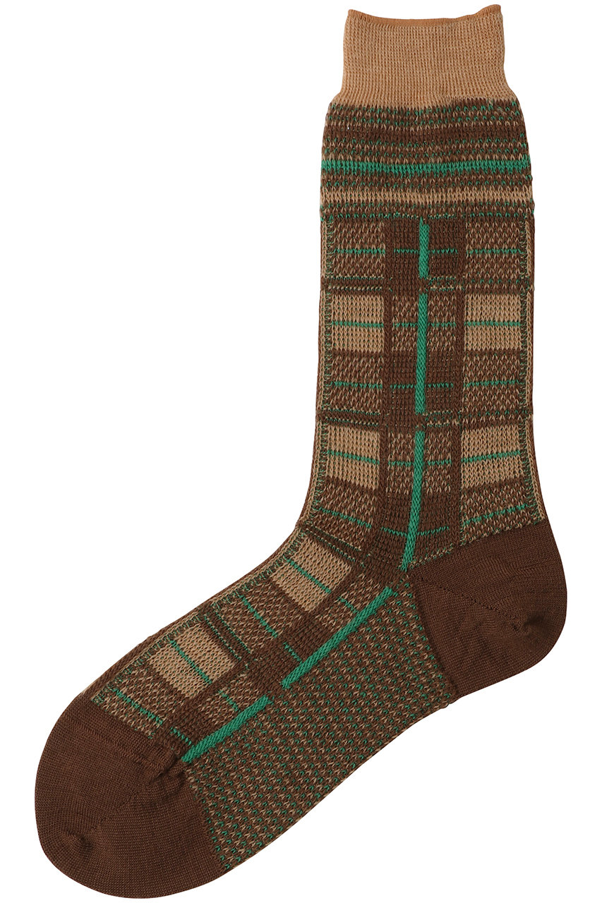 アンティパスト/ANTIPASTのタータンチェックソックス(ブラウン/AM-757B)