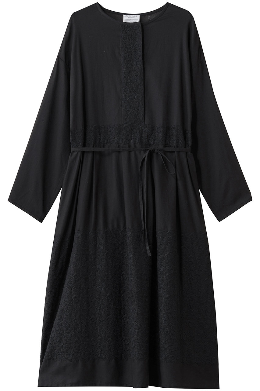 ANTIPAST 花柄刺しゅワンピース (ブラック×ブラック, 2) アンティパスト ELLE SHOP ANTIPAST 花柄刺しゅワンピース (ブラック×ブラック, 2) アンティパスト ELLE SHOP