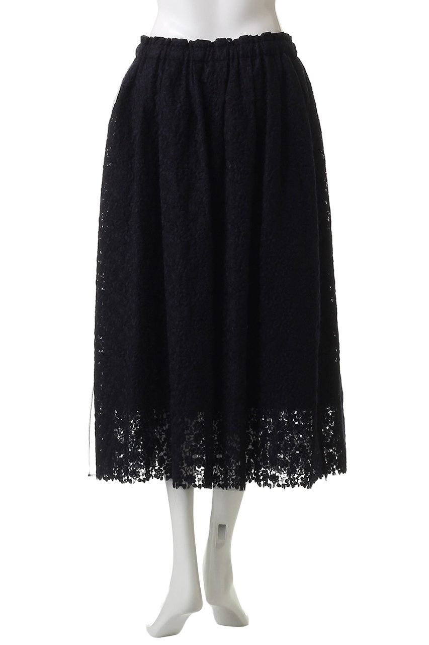 ANTIPAST(アンティパスト)｜オーガンジー花柄刺しゅスカート/ブラック