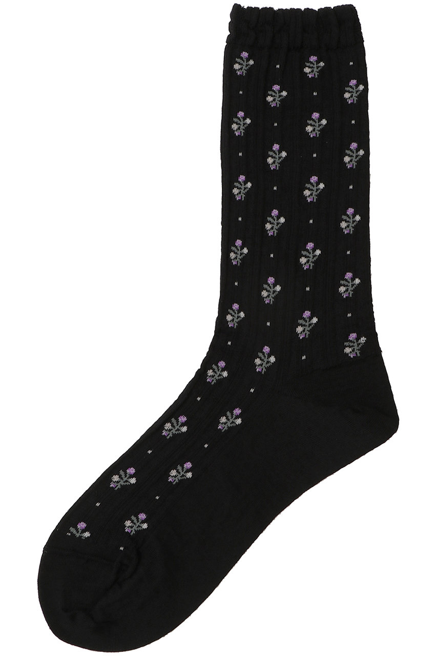 アンティパスト/ANTIPASTのフラワーストライプソックス(ブラック/KT-176S)