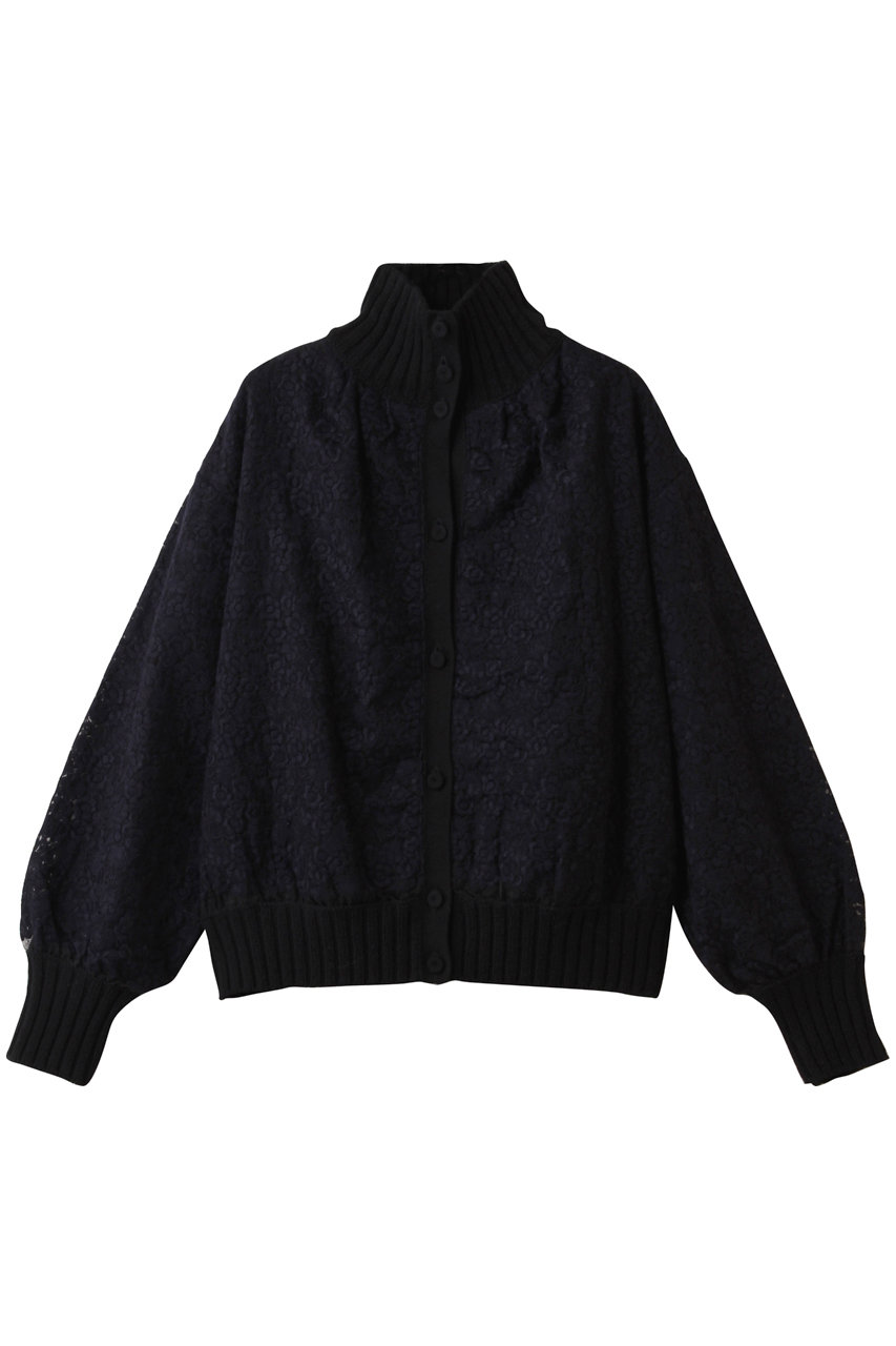 ANTIPAST オーガンジー花柄刺しゅうブルゾン (ブラックネイビー, 2) アンティパスト ELLE SHOP