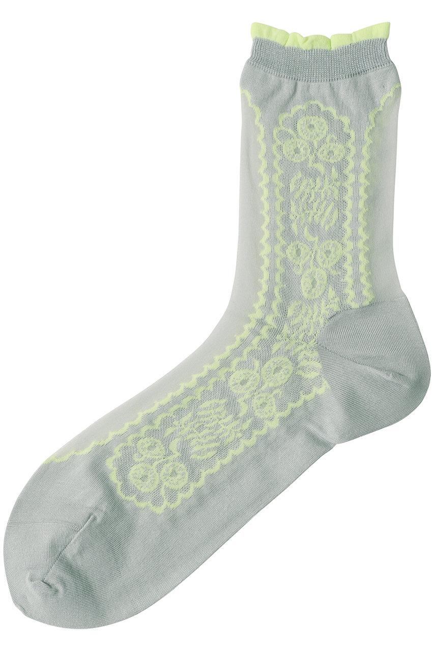 アンティパスト/ANTIPASTのシアーフラワーソックス(ライトグレー/AM-817)