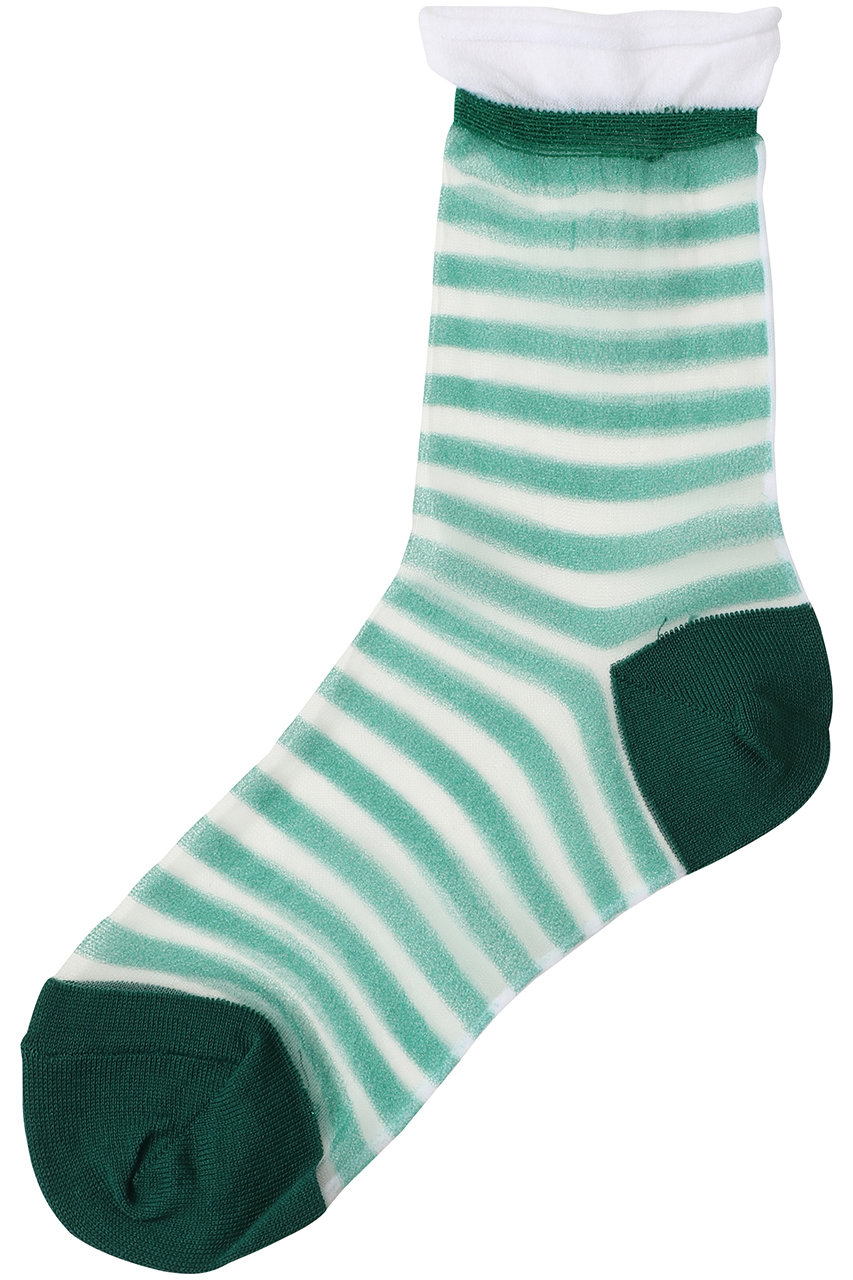 アンティパスト/ANTIPASTのシアークロスストライプソックス(グリーン/AS-191A)