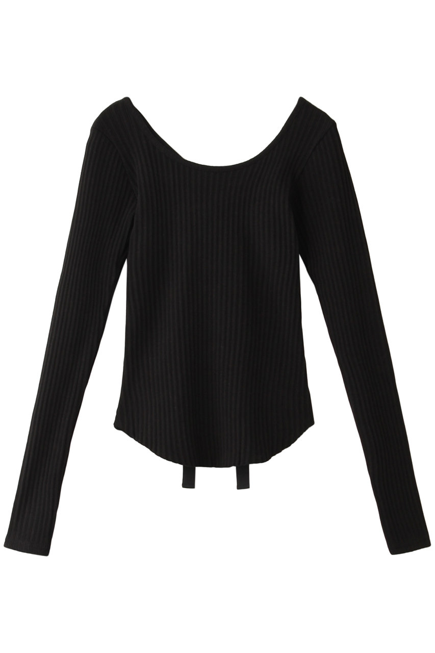 SALE 【30%OFF】 AULA アウラ バックリボンワイドリブトップス ブラック