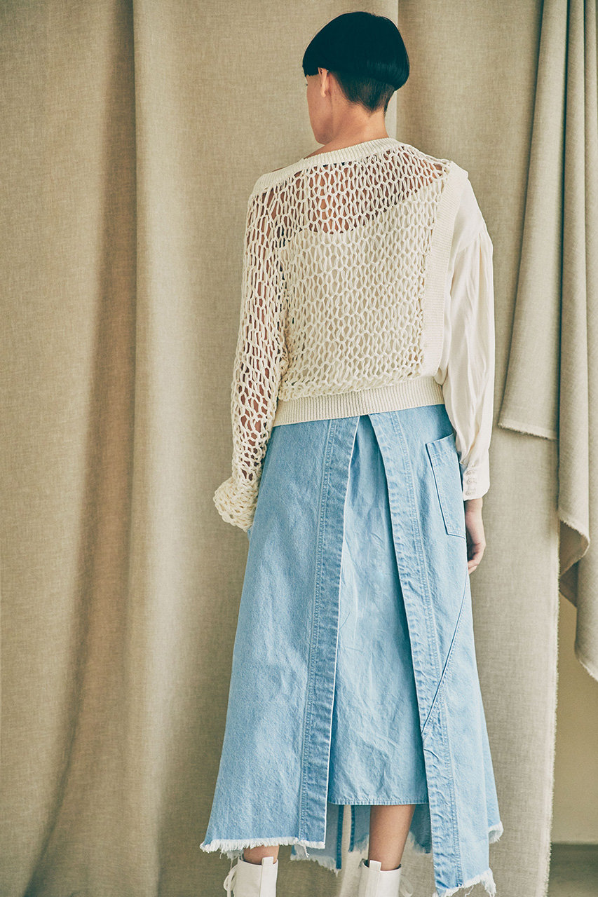 Aula アウラ リメイクデニムスカート ライトブルー の通販 Elleshop エル ショップ