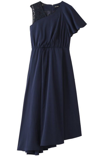 AULA アウラ 【AULA AILA】アシンメトリーフレアスリーブワンピース NAVY