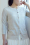 リネンＷフェイス７分袖カーディガン プリスティン/PRISTINE