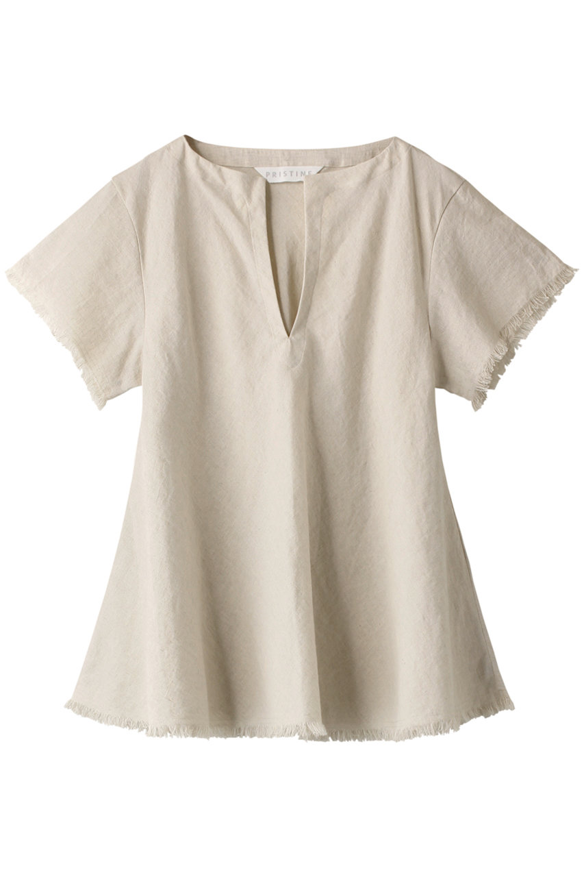 PRISTINE CL平織フリンジブラウス (グレー, M) プリスティン ELLE SHOP PRISTINE CL平織フリンジブラウス (グレー, M) プリスティン ELLE SHOP
