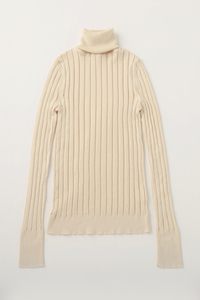 PRISTINE(プリスティン)｜カシミヤ混ワイドリブクル－PO/ナチュラル