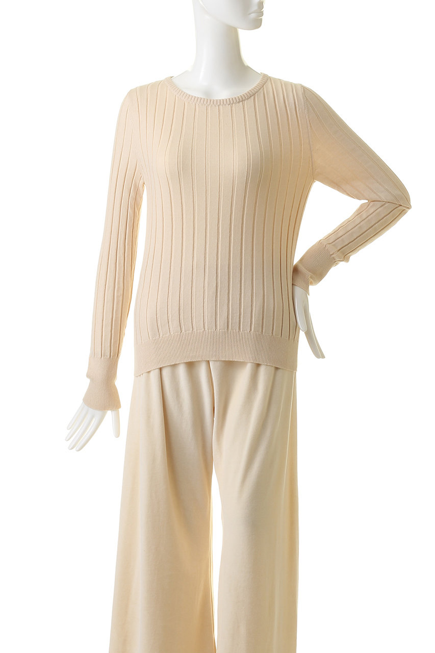 PRISTINE(プリスティン)｜カシミヤ混ワイドリブクル－PO/ナチュラル