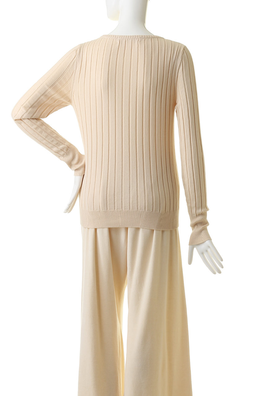 PRISTINE(プリスティン)｜カシミヤ混ワイドリブクル－PO/ナチュラル