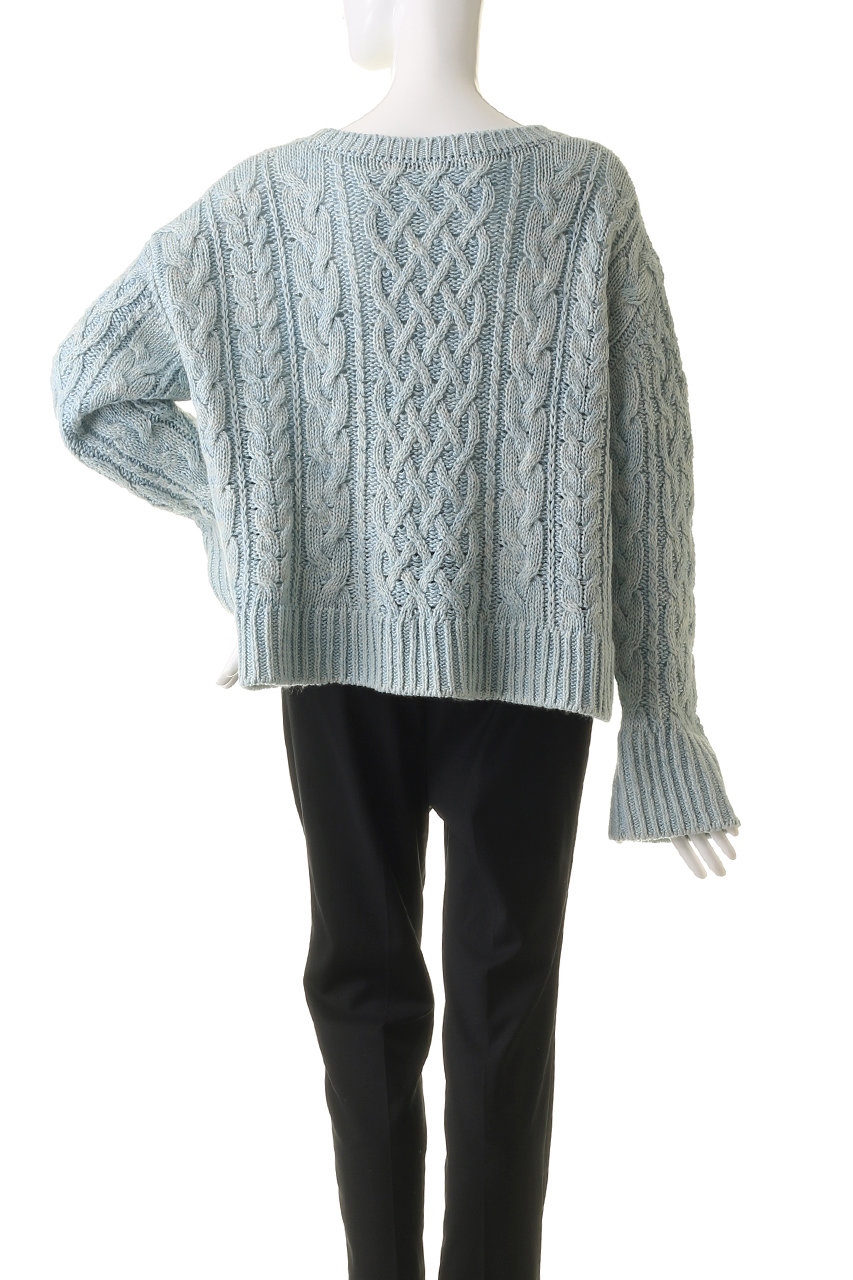 PRISTINE(プリスティン)｜ウール混ケーブルプルオーバー/ブルー の通販