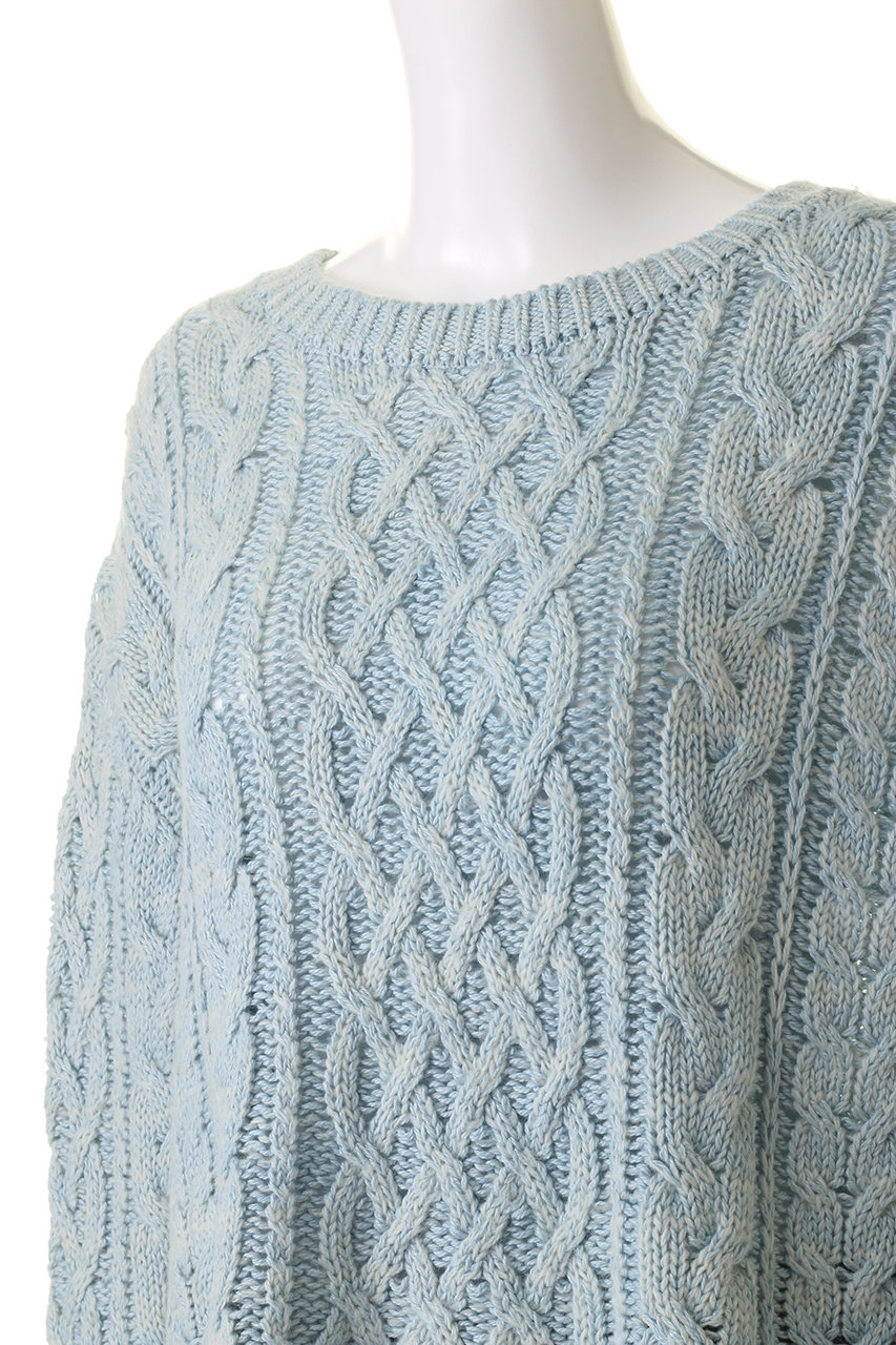 PRISTINE(プリスティン)｜ウール混ケーブルプルオーバー/ブルー の通販