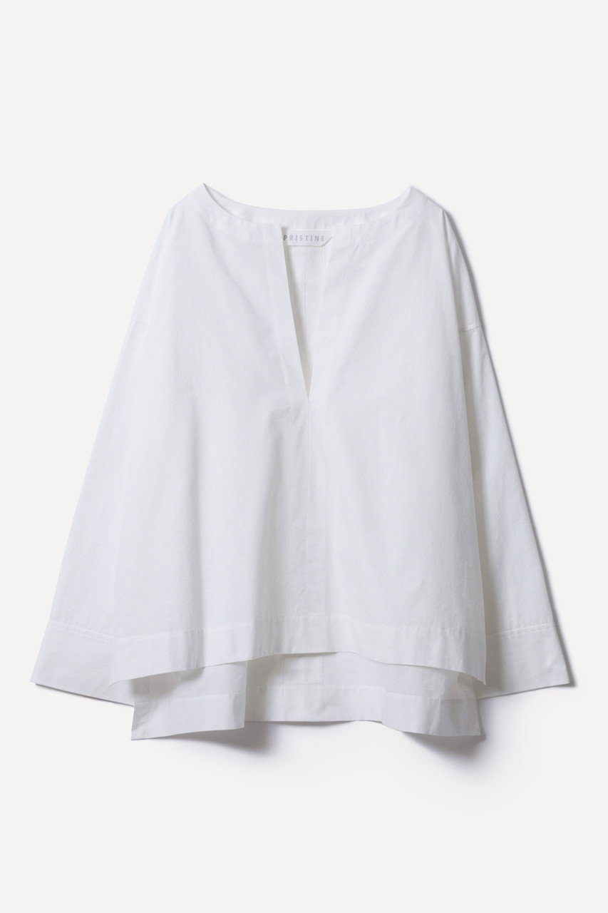 PRISTINE ポプリンノーカラーシャツ (ホワイト, M) プリスティン ELLE SHOP PRISTINE ポプリンノーカラーシャツ (ホワイト, M) プリスティン ELLE SHOP
