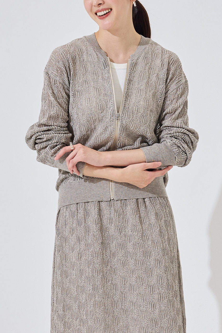 PRISTINE(プリスティン)｜爽ヤクレーシーニットブルゾン/グレー の通販