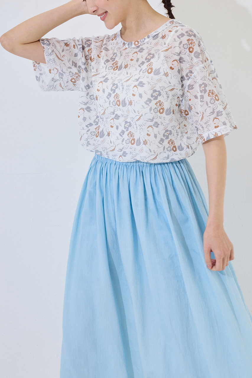 PRISTINE(プリスティン)｜flowerメッシュTシャツ/ホワイト の通販