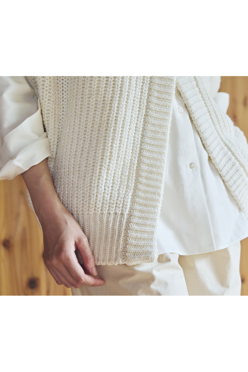 PRISTINE(プリスティン)｜2way片畦ニットベスト/ホワイト の通販