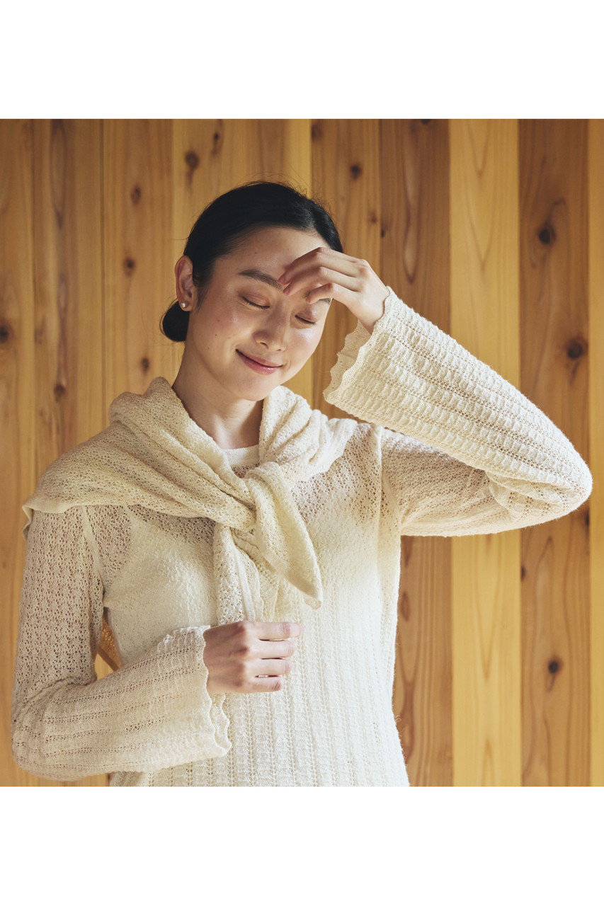 PRISTINE(プリスティン)｜アルパカレーシーニットスカーフ/ナチュラル