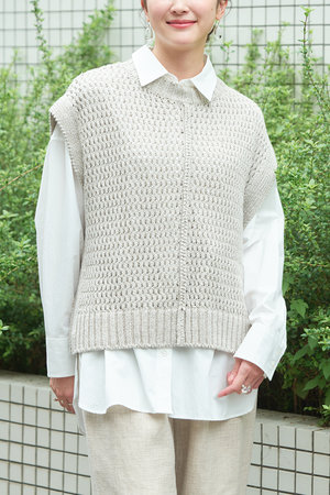 プリスティン/PRISTINEのコットンリネンヤク透かし編みベスト