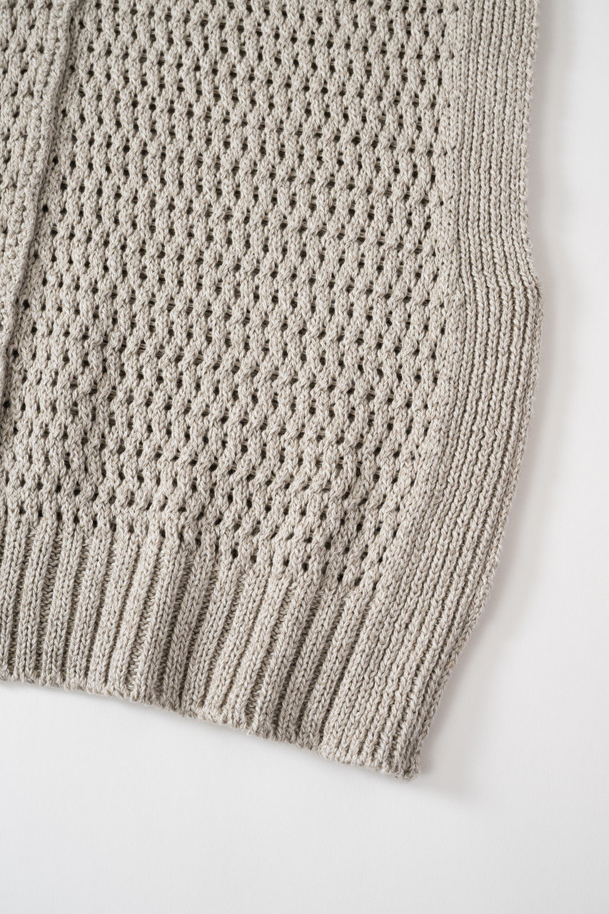 PRISTINE(プリスティン)｜コットンリネンヤク透かし編みベスト/グレー