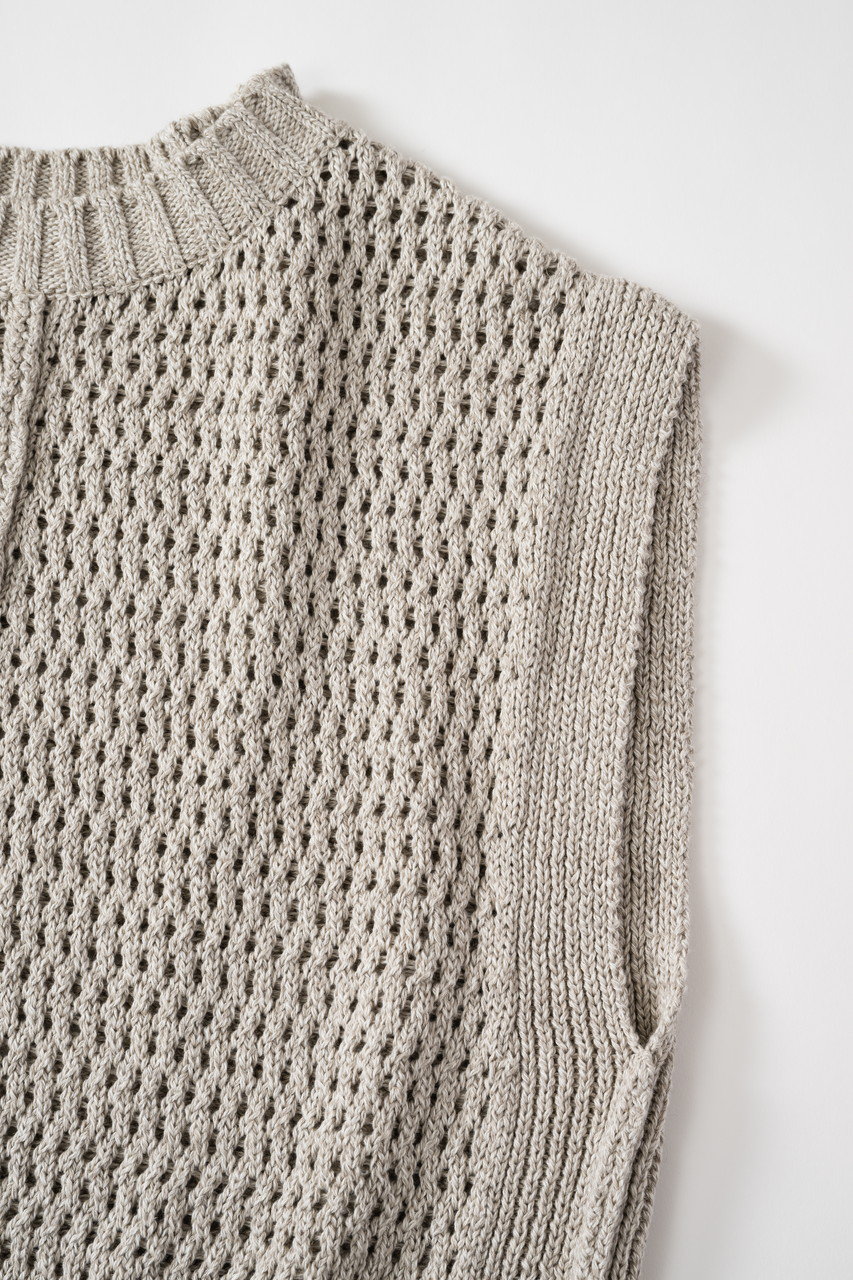 PRISTINE(プリスティン)｜コットンリネンヤク透かし編みベスト/グレー