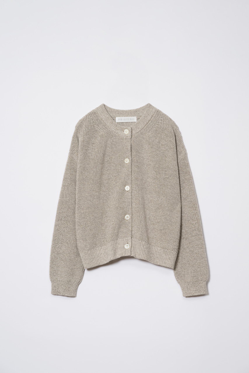 プリスティン/PRISTINEのコットンリネンヤク片畦ニットカーデ(グレー/416644)