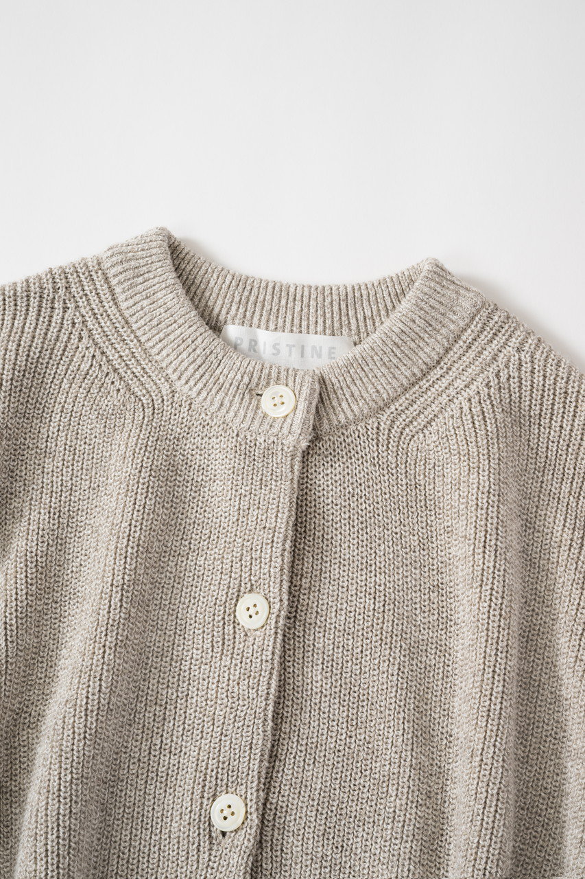 PRISTINE(プリスティン)｜コットンリネンヤク片畦ニットカーデ/グレー