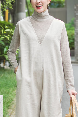 プリスティン/PRISTINEのコットンリネンツイルオールインワン(110600/110606)