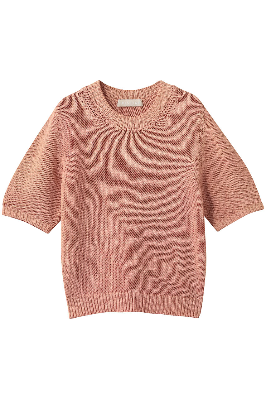 プリスティン/PRISTINEの和紙コットンローゲージ半袖ニット（染）(ピンク/416666)