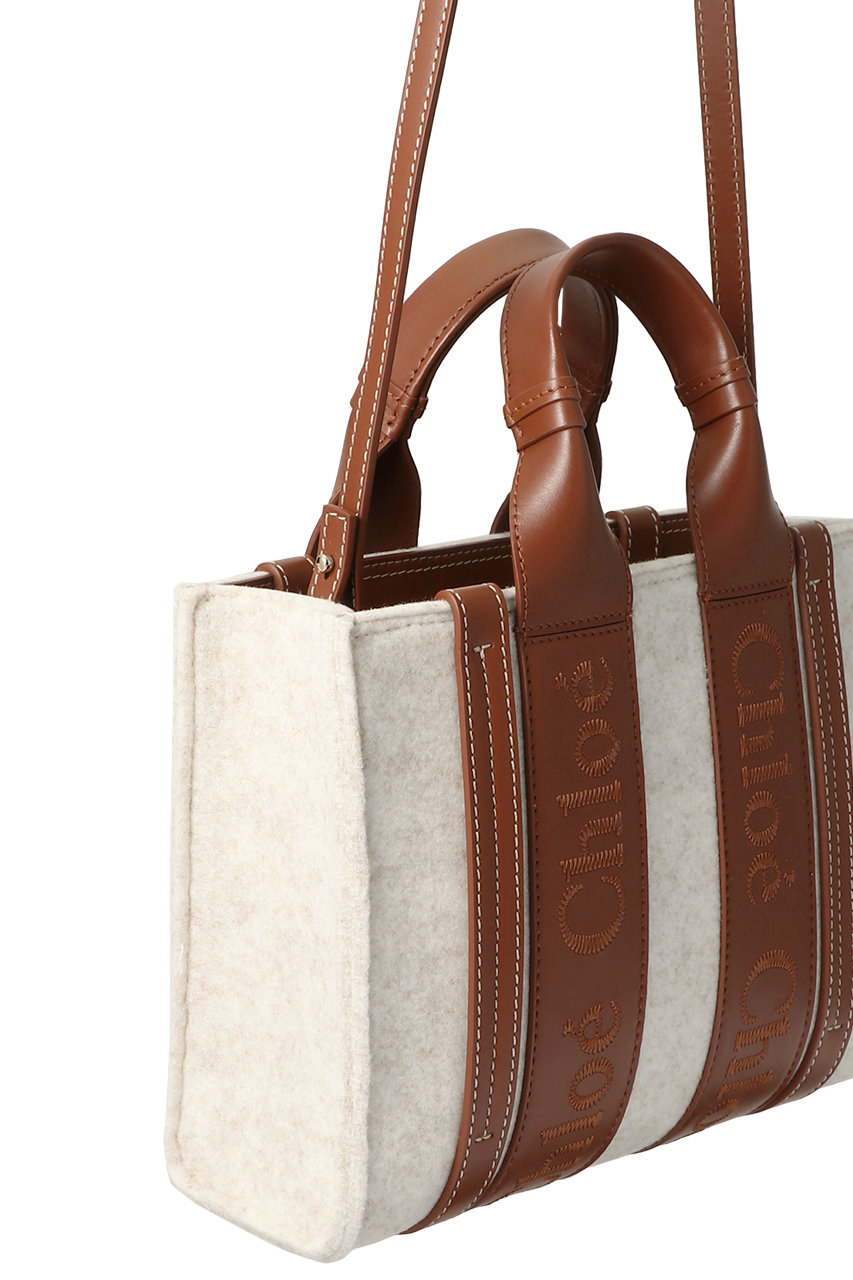 美品 クロエ キャンバス トートバッグ woody スモールトート ロゴ型 