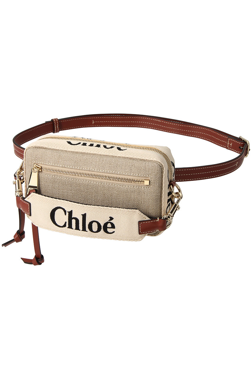 ＜ELLE SHOP＞ Chloe WOODY リネンコンビウエストバッグ (セピアブラウン F) クロエ ELLE SHOP