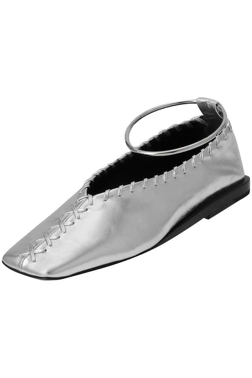 JIL SANDER RING メタリック バレリーナ（アンクレット付） (スカイグレー/シルバー, 37(23.5)) ジル サンダー ELLE SHOP