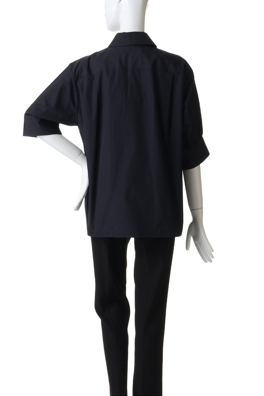 JIL SANDER(ジル サンダー)｜ギャザーハーフスリーブ シャツ/ネイビー
