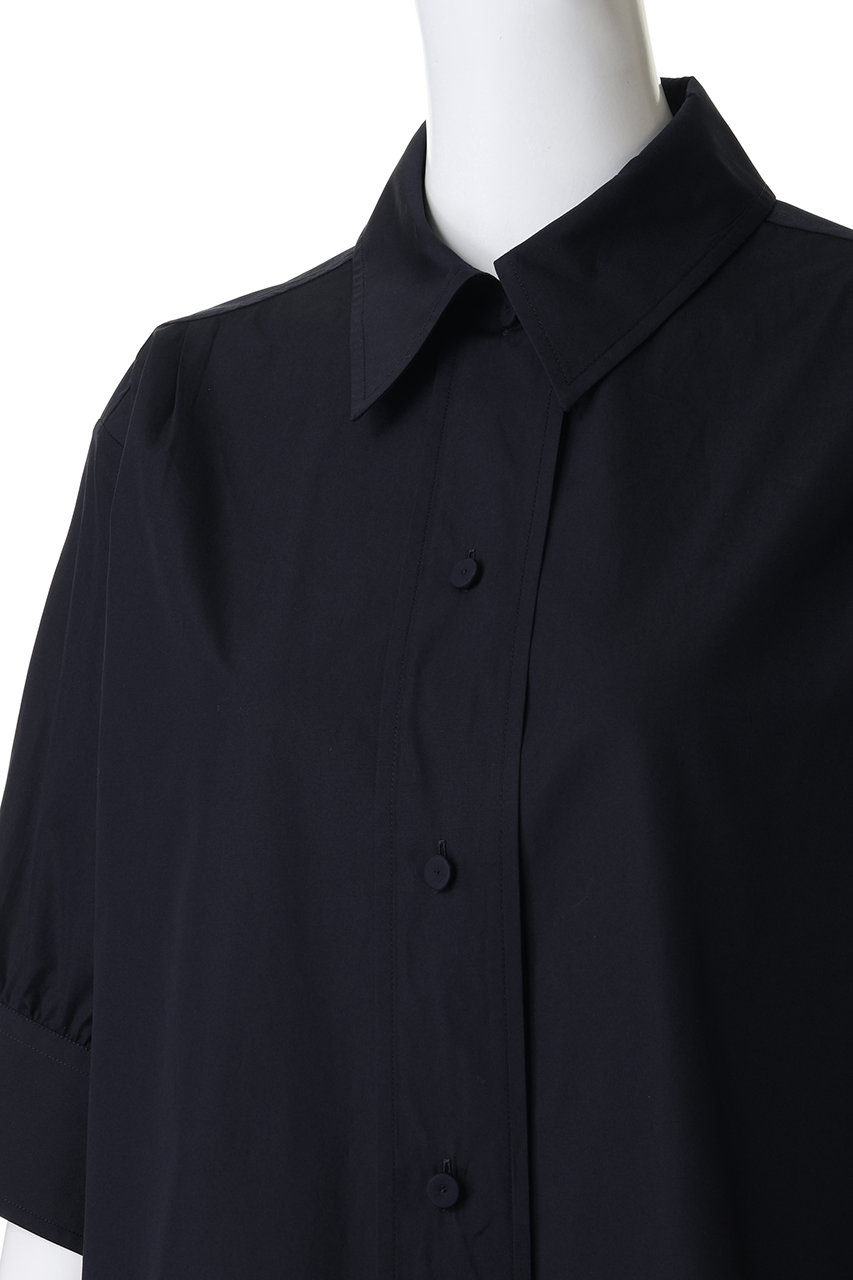 JIL SANDER(ジル サンダー)｜ギャザーハーフスリーブ シャツ/ネイビー