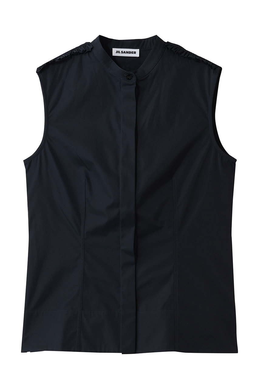 JIL SANDER(ジル サンダー)｜ノースリーブ カラーシャツ/ネイビー の