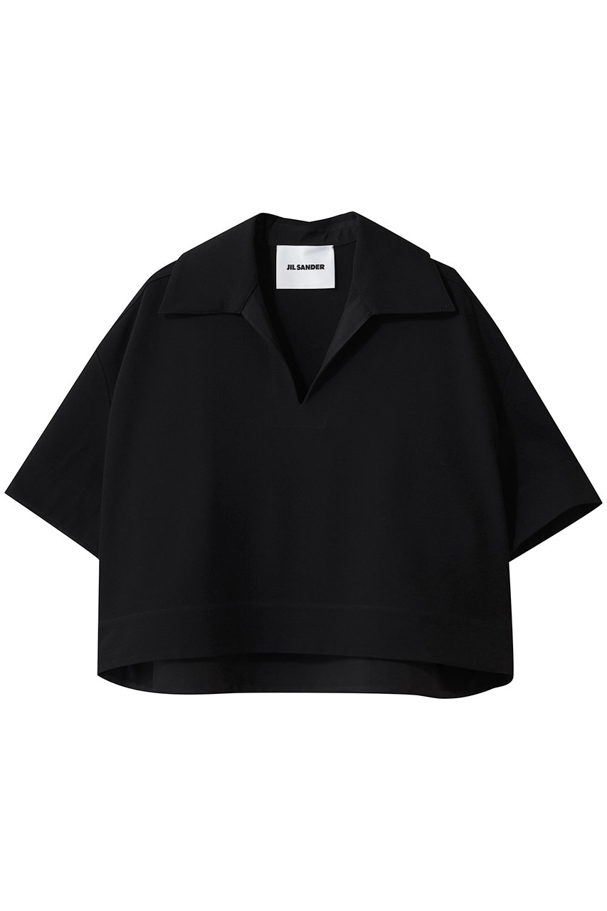 JIL SANDER ブラック ポロシャツ JIL SANDER(ジル サンダー)｜オープンカラー ショートスリーブ