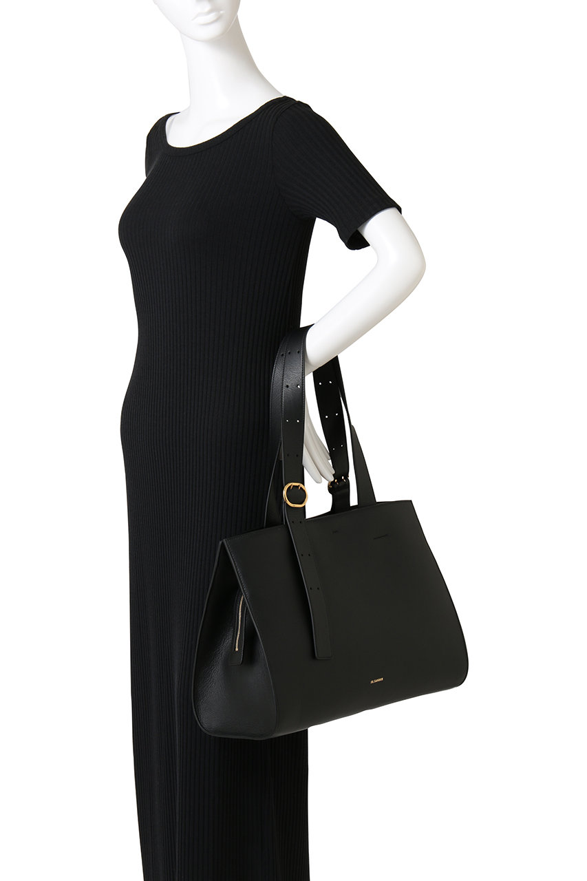 JIL SANDER(ジル サンダー)｜CANNOLO レザートートバッグ/ブラック の