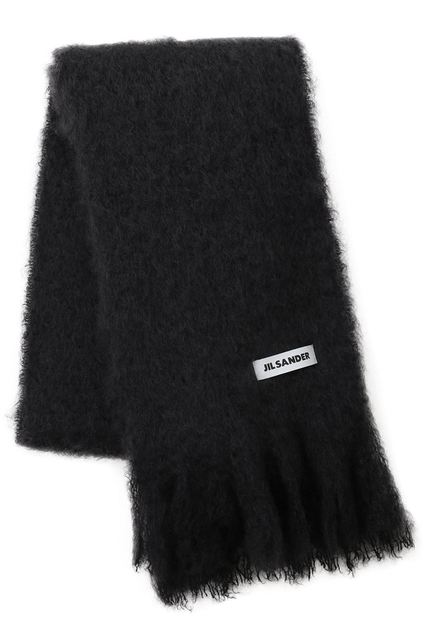JIL SANDER(ジル サンダー)｜モヘアミックス ナローマフラー/ブラック