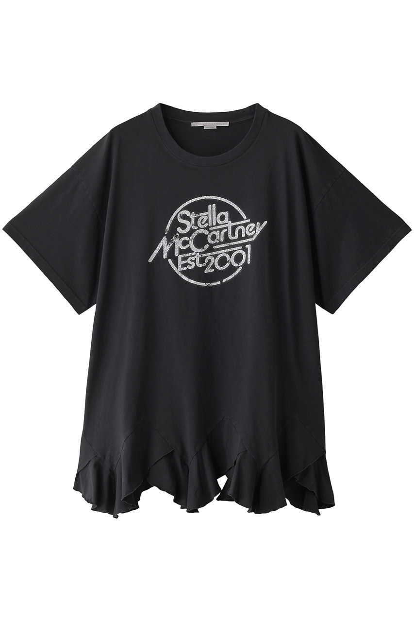 STELLA McCARTNEY Neon Logo ラッフルTシャツ (ブラック, S) ステラ マッカートニー ELLE SHOP