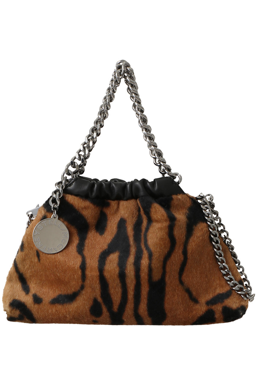ステラ マッカートニー/STELLA McCARTNEYのFalabella オセロット柄ベルベットミニドローストリングバッグ(マルチカラーブラウン/7B0144WP0653)