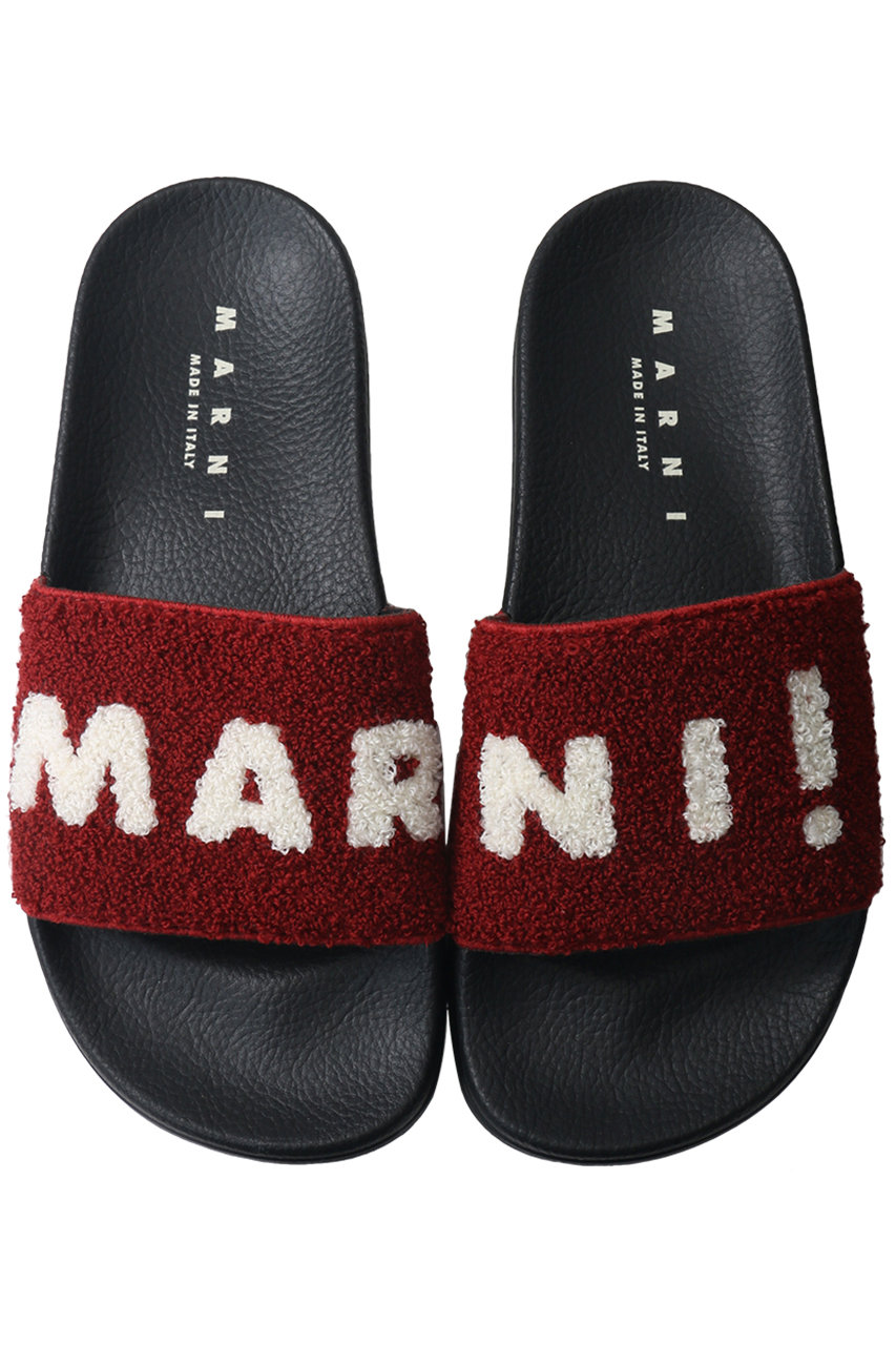 MARNI マルニ ロゴ入りスライドサンダル ブリック×リリーホワイト