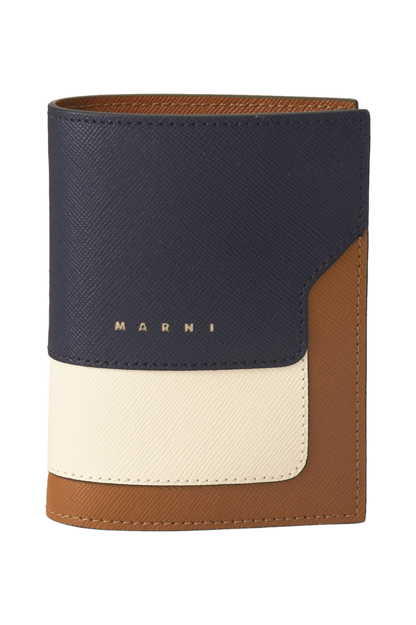 マルニ/MARNIのTRUNK 二つ折り財布(ブルーブラック/シェル/モカ/PFMOQ14U13LV520)
