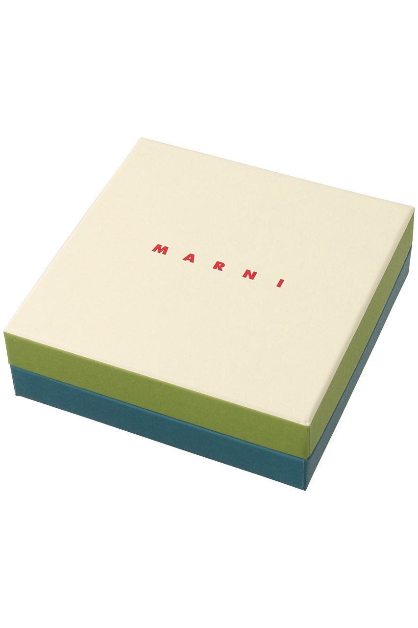 MARNI(マルニ)｜TRUNK メタリックコンビ二つ折り財布/シルバー×リリー