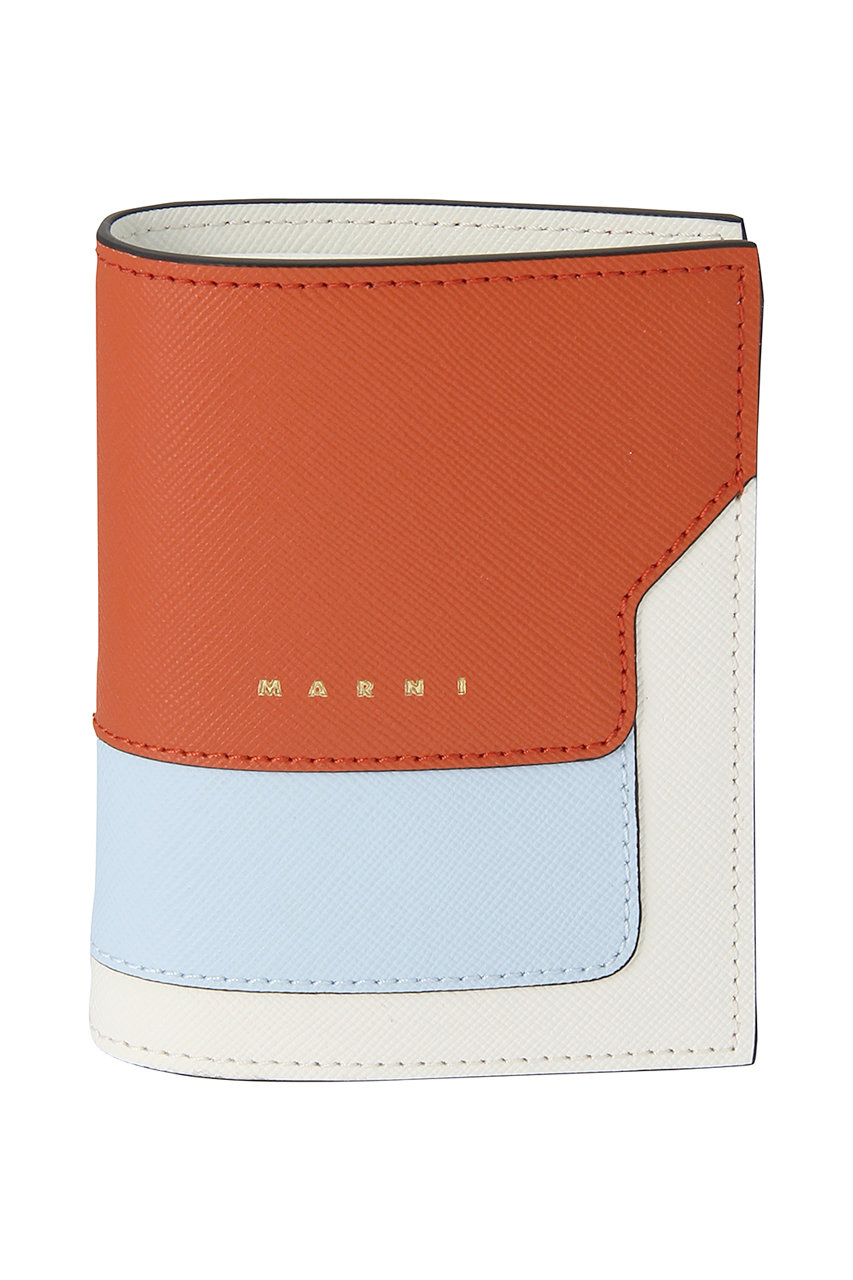 ＜ELLE SHOP＞ MARNI TRUNK 二つ折り財布 (タバスコ×ホワイト×ブルー F) マルニ ELLE SHOP画像
